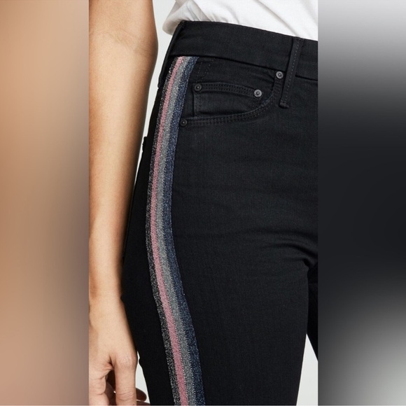 B60 Mother Jeans High Waisted Looker Ankle Fray in Guilty Glitter Racer Size 26 - Picture 6 of 12